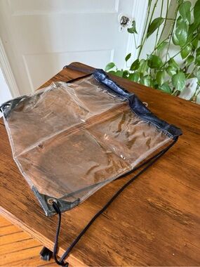 Clear PVC Drawstring Gym Bag - Black Trim